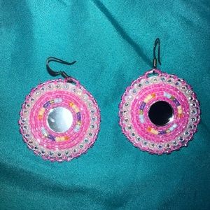 Pink Native American beaded earrings